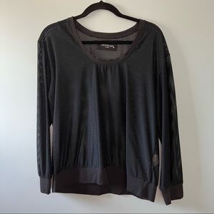 Lanston Sport Black Mesh Top